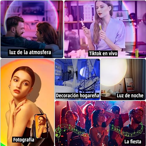 PKDEF Lámpara de proyección con 16 Colores, Proyector de Luz Arcoíris de Rotación de 360 Grados con control remoto, para cumpleaños, Día del Niño, decoración y fotografía