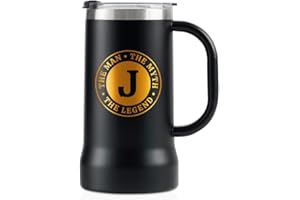 Onebttl Personalized Travel Mug with Handle, Beer Stein for Men, Funny Custom Alcohol Gifts for Beer Lovers, Unique Birthday 