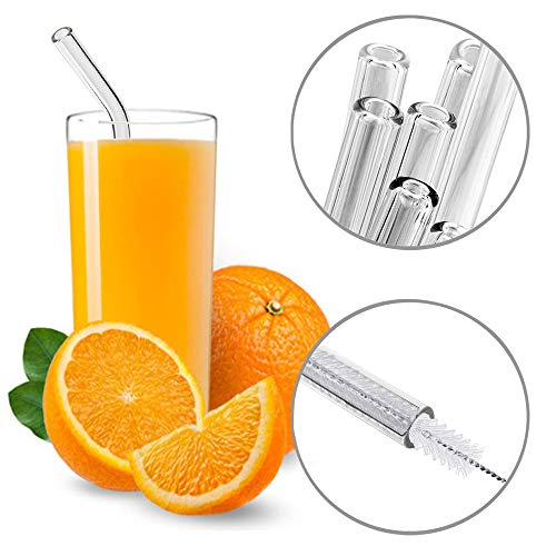 Annvchi Glasstrohhalme Wiederverwendbar 16 Stück - 6 Kurze Glas Strohhalm + 6 Lange Gerade Strohhalm Glas+ 4 Reinigungsbürsten, Geeignet für Bubble Tea, Slush, Cocktail, Säfte – Bild 2