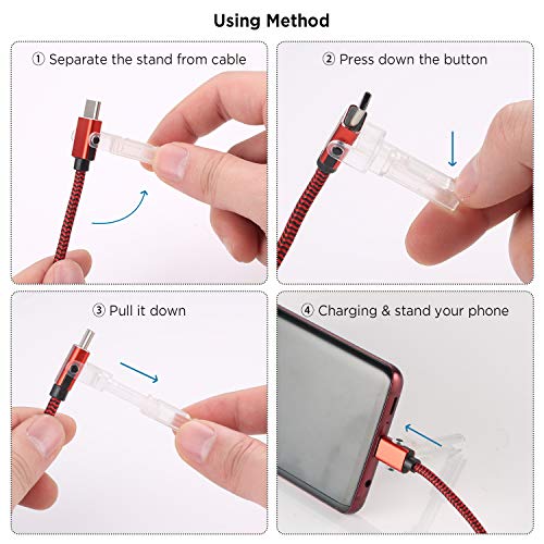 Type C Charging Cable with Phone Stand, Lecone 1m/3ft Nylon Braided USB C 2.0 Fast Charging & Data Transfer Cord for Samsung Galaxy Note 9 S10 S10 Plus S10e S9+, Nintendo Switch,USB C Device[2 Pack] - Thumbnail 5