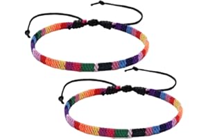 SKYFUN LGBTQ Pride Rainbow Bracelets Bulk Handmade Friendship Bracelets Boho Ethnic Style Wristband Bohemian Pride Month Jewelry for Women Men Adjustable