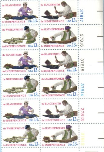 1977 SKILLED HANDS FOR INDEPENDENCE #1720a Plate Block of 12 x 13 cents US Postage Stamps