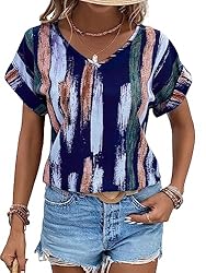 Floerns Women's Short Sleeve Business Casual Tops