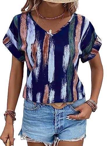 Floerns Women's Short Sleeve Business Casual Tops