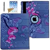 iPad 2 Case, iPad 3 Case, iPad 4 Case, Lingsor 360 Degree Rotating Stand Magnetic Smart Leather Cover Auto Sleep Wake For iPad 2/3/4 With Film And Stylus, Pink Heart