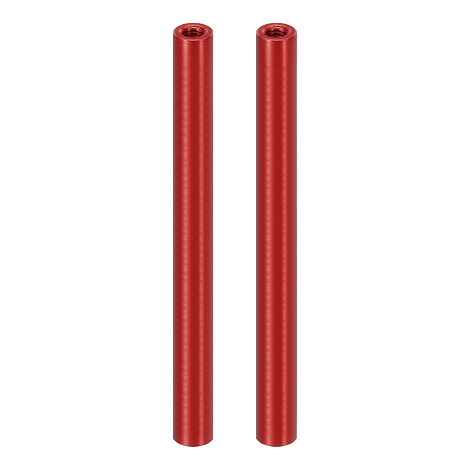 PATIKIL 2pcs M3 Metal Threaded Standoff Spacer Nuts, Round Aluminum Spacers Female Coupling Screws, 1/8" ID x 3/16" OD, Red, (70mm L) — image 1