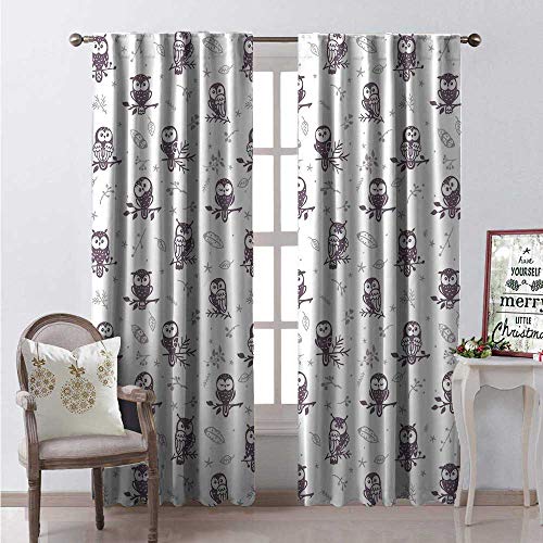 Hengshu Doodle Room Darkening Wide Curtains Cute Silhouette Owl