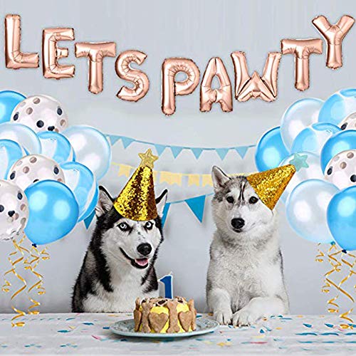 Dog Birthday Party Supplies,Dog Birthday Hat and Bow-WOOF Letter Balloons-Dog Theme Party Bunting Decoration Party Supplies - Thumbnail 2