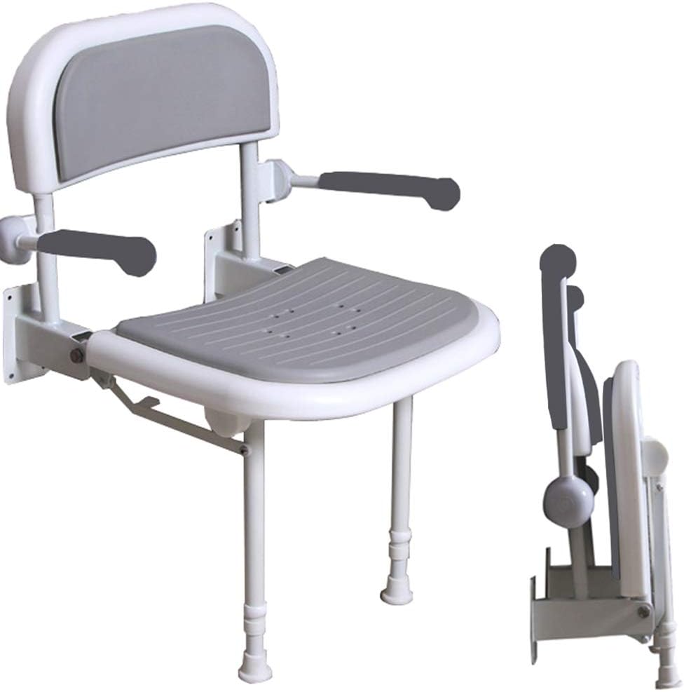 Folding Shower Seat Attachment - Durable, Foldable Luxury Bath Seats with Wall Mounted Chrome Brackets - Chairs for Showering for Disabled,Adults, Elderly, and Seniors - Holds Up to 500 Lbs