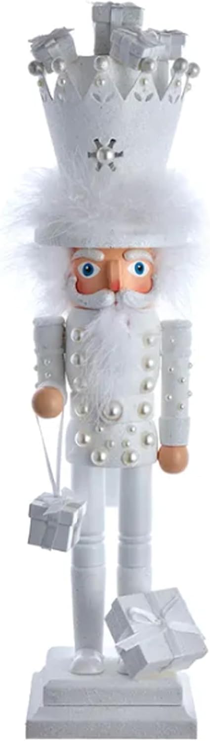 Nutcrackers - Kurt Adler 18-Inch Hollywood White King Nutcracker with Gifts