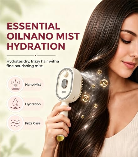 Electric Spray & Massage Hair Brush, 3 in 1 Electric Spray Air Cushion Massage Comb, Self-Cleaning Anti-Tangle Steam Massage Comb, Anti-Frizz Hydrating Hair Brush for Dry Frizzy, Damaged Hair