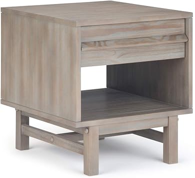 Amazon Com Simplihome Tabler Solid Wood 20 Inch Wide Rectangle Rustic Contemporary Modern End Side Table In Distressed Grey With Storage 1 Drawer And 1 Shelf For The Living Room And Bedroom Furniture