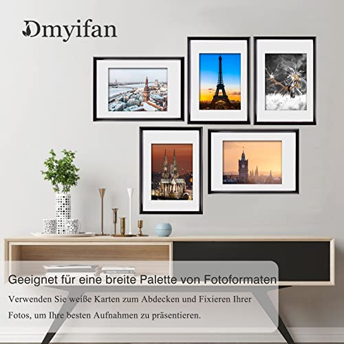 Dmyifan Set of 5 Picture Frames DIN A4 Black with Plexiglas, Frame for Standing and Hanging for Photos, Portraits, Picture Frame