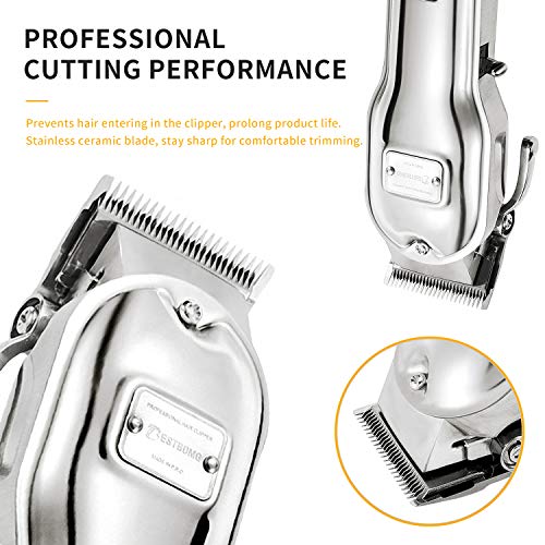 BESTBOMG Professional Cordless Haircut Kit Clippers for Men Rechargeable Beard/Hair Trimmer Set LED Display Stainless Steel Metal Housing Heavy-Duty Motor for Women/Kids/Men with Guide Combs Brush