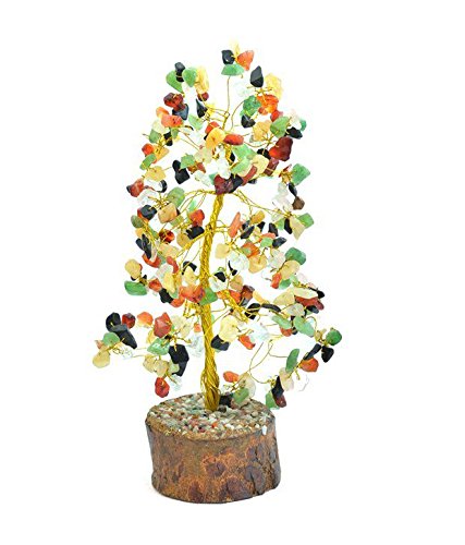 S.L Enterprises Feng Shui Gemstone Crystal Bonsai Fortune Money Tree for Good Luck, Wealth & Prosperity Spiritual Gift - (7" Approx) (Multicolor-2)