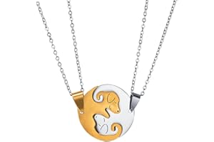 HEWILL Dog Puppy Pendant Necklace Matching Animal Pet Yin Yang Puzzle Necklace for Women Men Long Distance Love Couple Friendship Necklace Jewelry 2Pcs Set