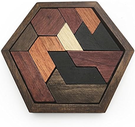 Tangram Jigsaw Board Puzzle Geometric Shape Baby Wooden Toys for Children Montessori Educational Toy Hexagon Set