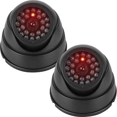 JUSTOP Dome Dummy CCTV Camera Twin Pack Black Outdoor Indoor Waterproof