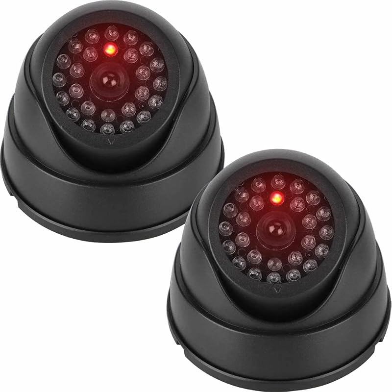 JUSTOP Dome Dummy CCTV Camera Twin Pack Black Outdoor Indoor Waterproof
