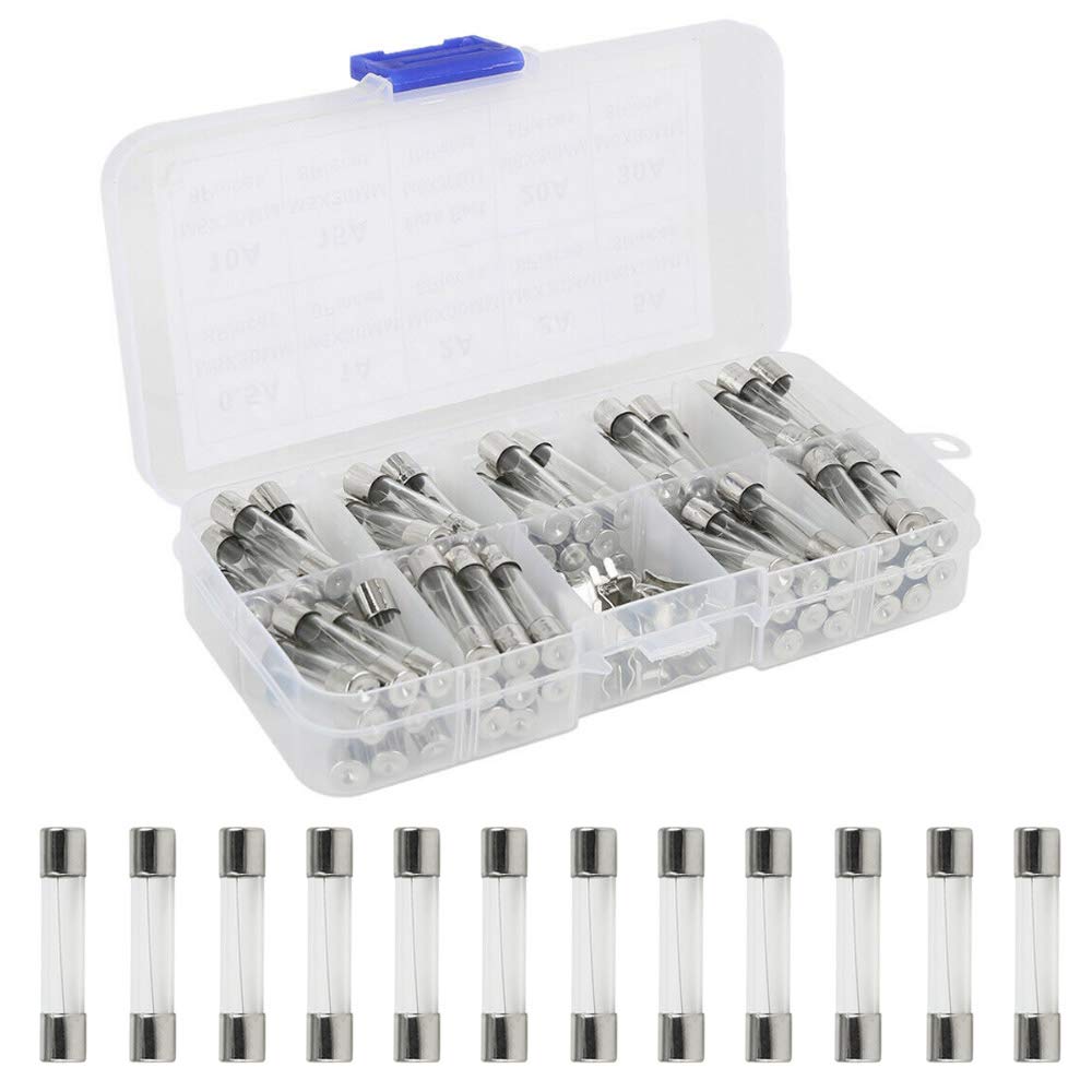 ETOPARS 72 Pcs Car Electric Mini Fast-Blow Glass Tube Fuse Assorted Kit Quick Blow Fuse 250V 6x30mm 0.5A 1A 2A 3A 5A 10A 15A 20A 30A