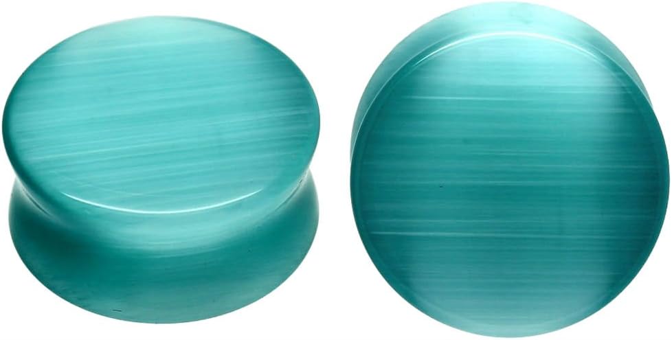 soscene Aqua Cats Eye Organic Stone Ear Plugs Gauges Sold in Pairs