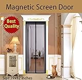 UINSTONE Magnetic Screen Door, sewed with 28 POWERFUL magnets, FULL LENGTH Velcro straps and HEAVY DUTY TOUGH mesh