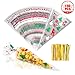 150 PCS Christmas Cone Cellophane Bags Treat Candy Party Gift bag with 200 Gold Twist Ties for Christmas Party Festival Favor (Christmas Patterned)