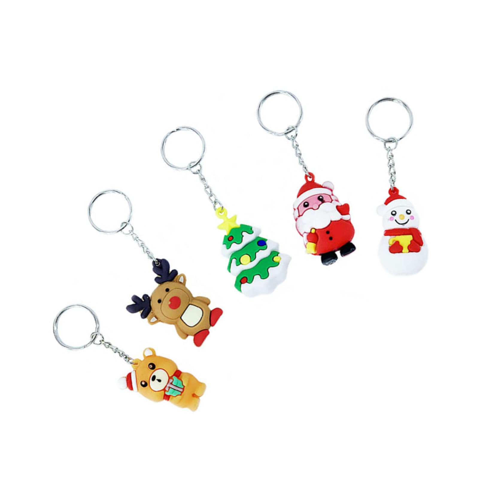 Amosfun key rings 5pcs keychains durable adorable creative cute cartoon decorative key rings christmas keychains for shoulder bag backpack keys random pattern