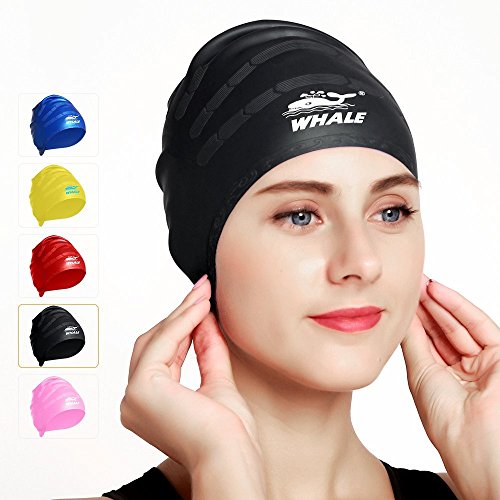 Cover Ears Swim Caps For Long Hair 100 Silicone Swimming Hat Unisex Adult KIds eBay