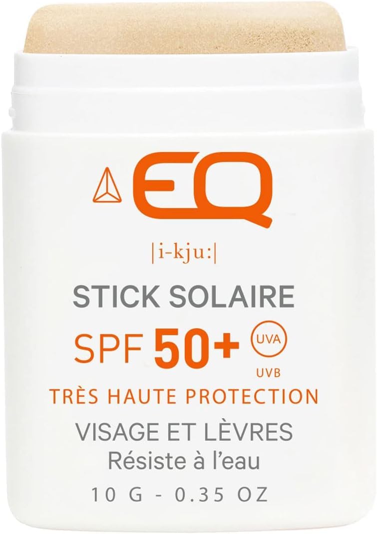 EQ | Mineral Sunscreen Stick SPF50+ for Face & Lips - Natural, Eco-Friendly Sun Cream - SPF 50 Stick Ideal for Surfing, Skiing - Waterproof - 10g Tinted Gold - Designed for Athletes - Made in France