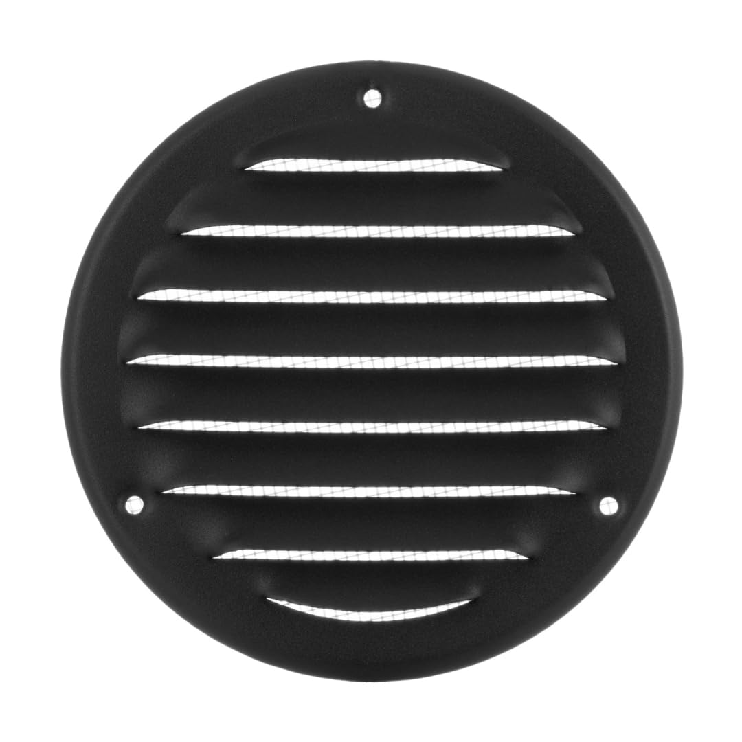 Ø 100mm / 4" inch Anthracite Round Metal Air Vent Grille Cover with Insect Mesh - Ventilation Cover