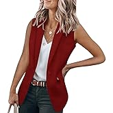 Cicy Bell Women's Casual Blazer Vest Sleeveless Open Front Work Office Vest Jacket with Pockets Z-Burgundy