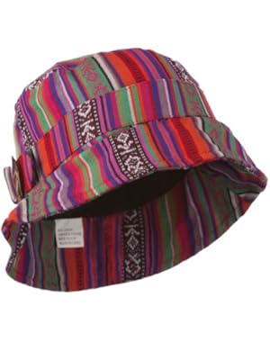 Women's Tribal Print Bucket Hat With Coconut Ring Buckle - Bright W12S33F