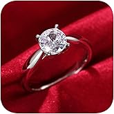 2 Carat Simulated Diamond Engagement Ring for Women Round Princess Cushion Solitaire Silver Rings Brilliant Cubic Zirconia CZ Plated Silver 925 Wedding Band Bride Jewelry Gift 7#