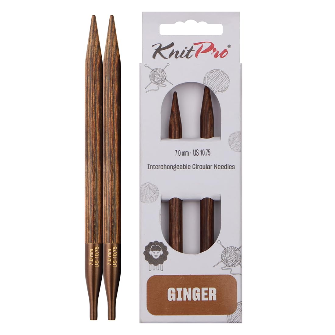 KnitPro Ginger Interchangeable Circular Needles 4" (10cm) | 7.00mm