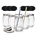 Mason Glass Jars 16oz (1 Pint) ULG Regular Mouth Lids and Band Canning Jelly Jars with Scale Set of 6 for Kitchen Canisters with Straw Holes Lids 2 Piece and Plastic Straws 2 Piece