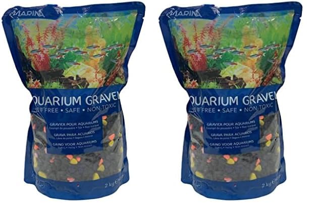 Marina Decorative Aquarium Gravel Neon Twilight, 2 Kg, Black (Pack of 2)