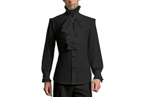 SUNGDOGIN Men’s Elegant Victorian Ruffle Long Sleeve Shirt Medieval Renaissance Cosplay Costume Tops
