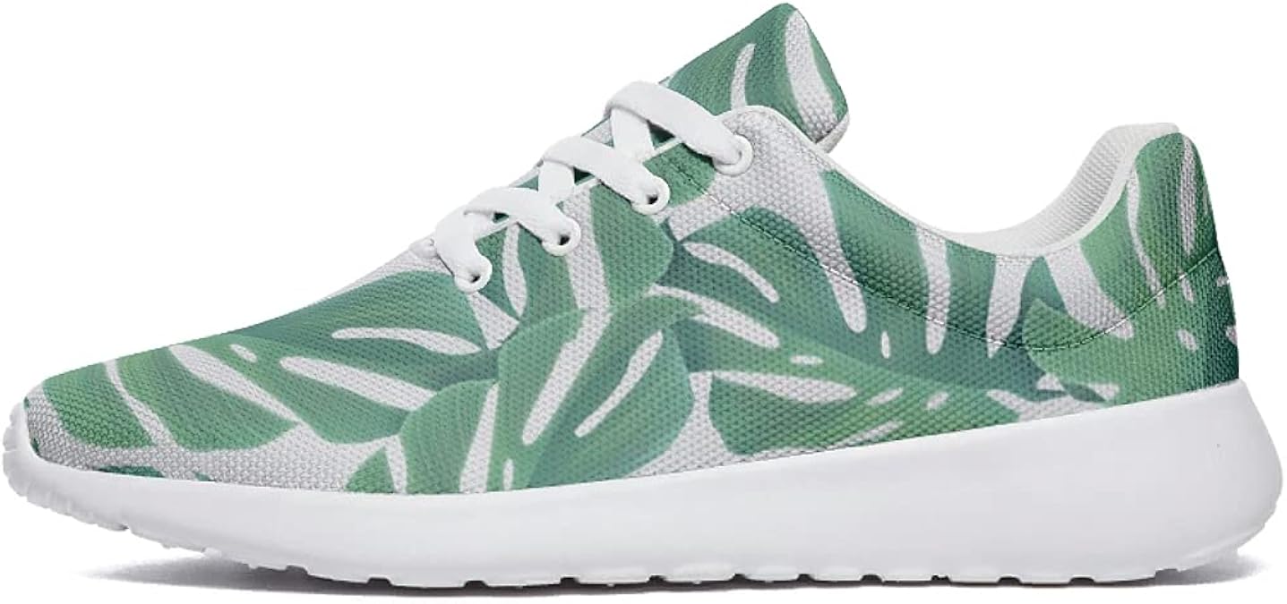 Women's Men's Running Shoes Trainers Green Monstera Leaf Tropical Plant