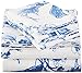 Amazon Brand – Pinzon Signature 190-Gram 100% Cotton Heavyweight Velvet Flannel Bed Sheet Set, Queen, Floral Smoky Blue
