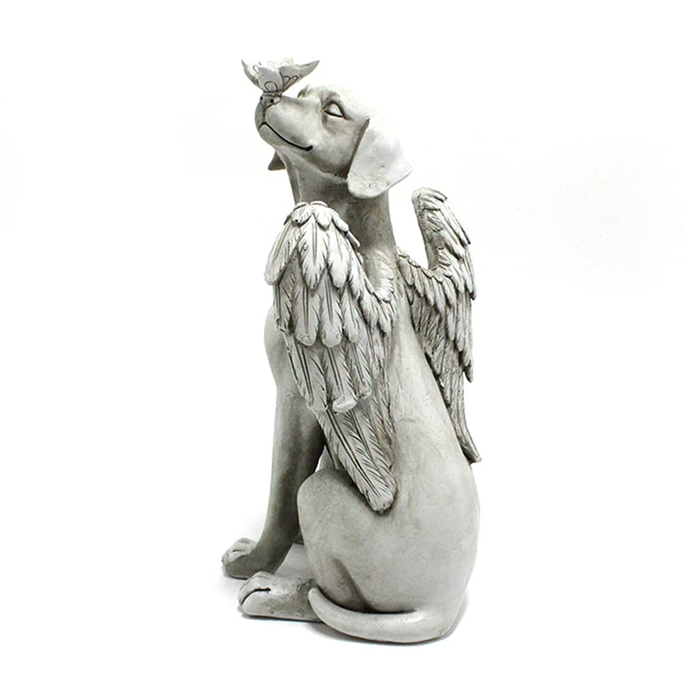 Angel Dog Resin Statue Figurines Kids Gift for Home Outdoor Garden
