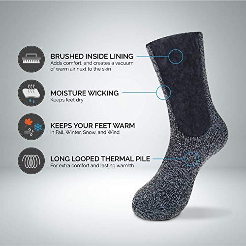 HOT FEET Thermal Socks for Men 2/4 Pack, Extreme Cold Boots Socks