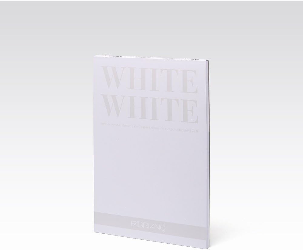 Fabriano White Paper Block, 21 x 29.7 cm, 300 GSM|20 Drawing Sheets for Artists & Hobby Use | Ideal for Drawing, Colored Pencils, Graphite, Charcoal, Pastels, Ink, and Acrylic Markers