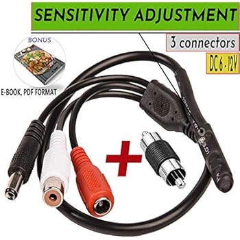 CCTV Microphone Security Outdoor Microphone Audio Microphone Tiny CCTV Surveillance Microphone RCA Microphone DVR with High Sensitive Preamp Amplified Pickup Device Mic for External Camera Sound