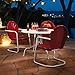 Crosley Furniture Griffith Retro Metal Round Outdoor Dining Table with Umbrella Hole for Outside Patio, Alabaster White