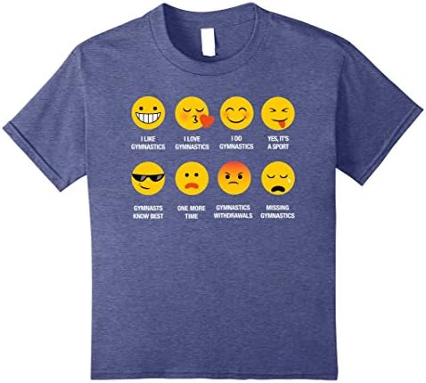 Kids I Love Gymnastics Gymnasts Emoji Emoticons Graphic T-Shirt 10 Heather Blue