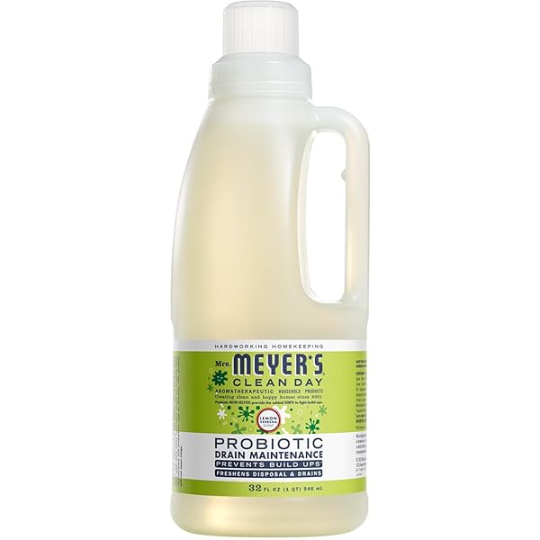 MRS. MEYER’S CLEAN DAY PROBIOTIC DRAIN MAINTENANCE LIQUID, LEMON VERBENA, FRESHENS DISPOSALS AND DRAINS, 32 FL OZ