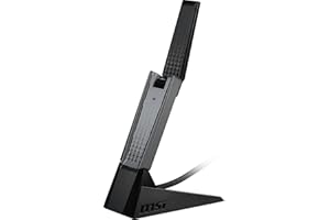 MSI AX1800 WiFi 6 Dual-Band USB Adapter - WLAN up to 1800 Mbps (5GHz, 2.4GHz Wireless), USB 3.2 Gen 1 Type-A, MU-MIMO, Adjustable Antenna, Beamforming, WPA3 - Wired Bracket Included