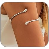 ANGLEQUEEN Copper Gold Arm Cuff Jewelry for Women Gold Arm Cuff Adjustable Copper Waterdrop Upper Arm Cuffs Bangle Bracelet Summer Beach Jewelry Arm Accessories for Women