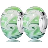 2pcs Original Handmade Murano Glass Charms for Pandora Bracelets, 925 Sterling Silver Charms for Bracelets, DIY Bead for Women, Jewelry Gifts for Women